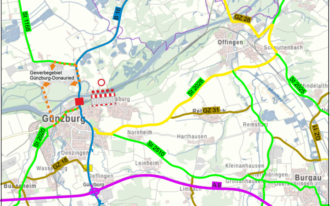 Ersatzneubau der Bahnbrücke in Günzburg – Vollsperrung der B 16 ab Dienstag, den 11. Januar 2022