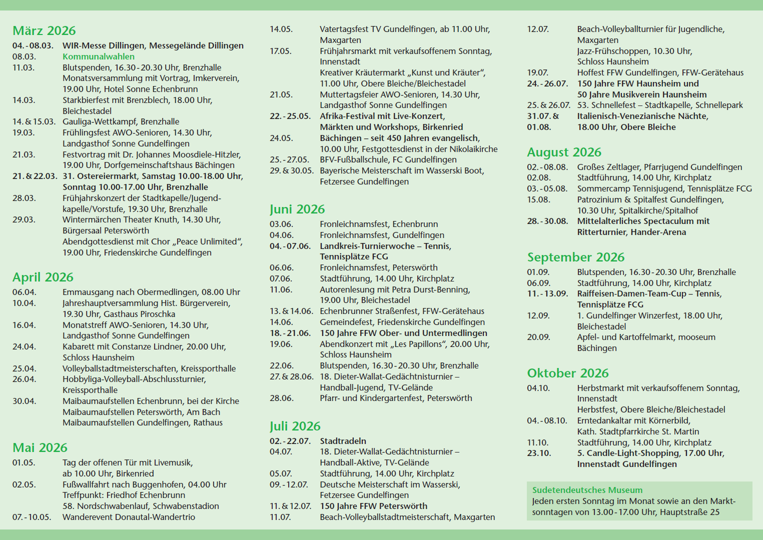Veranstaltungs- und Kulturkalender 2026 II